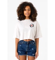 Ghost Of Tsushima Logo Beyaz Kırçıllı Kadın Crop Tshirt