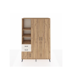 Hyperion Dolap 5 Raflı 2 Çekmeceli Tek Askılı 132x44x195 Çam-Çam/Aytaşı