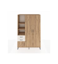 Hyperion Dolap 5 Raflı 2 Çekmeceli Tek Askılı 132x44x195 Çam-Çam/Aytaşı