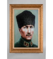 EV İŞYERİ OFİS İÇİN ALTIN ÇERÇEVELİ PASPARTULU ATATÜRK TABLO S223