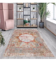 Çok Renkli Osmanlı Motifler Yıkanabilir Kaymaz Taban Leke Tutmaz Modern Salon Halısı ve Yolluk