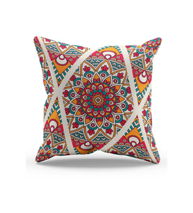 Moud's Çift Tarafı Baskılı India Pattern-3 Desenli Süet Kırlent Kılıfı