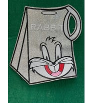 23X19 CM BUGS BANNY GÜMÜŞ SİMLİ APLİKE ARMA YAMA DİKİŞ AKSESUARI