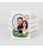 Kişiye Özel Luna Park Çiftleri Karikatürlü Taş Buzdolabı Magneti