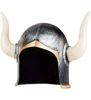 Mey İthalat® Mega Boynuzlu Viking Ivar Kaskı Eskitilmiş Desen Gümüş Renk