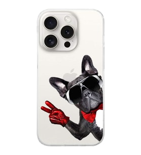 PrintiFy Apple  iPhone 15 Pro ile Uyumlu 1mm Slim Fit Köpek 2 050e Baskılı Şeffaf  Kılıf