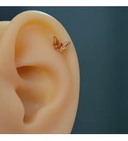 Bakır Renk Kelebekli Piercing Helix Kıkırdak Conch Lob Silver (Çok Renkli)