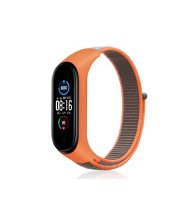 Mi Band 4 Hasırlı Cırtcırtlı Kordon - Turuncu-Gri