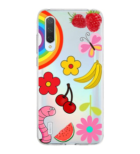 PrintiFy Xiaomi Mi 9 Lite ile Uyumlu 1mm Slim Fit Water Color 5 Baskılı Şeffaf  Kılıf