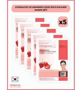 Dermal Aydınlatıcı Ve Arındırıcı Çilek Özlü Kolajen Maske 23gr 5 Adet