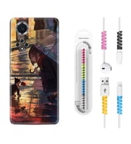 Huawei Nova Y70 Y90 Nova 9 SE  Kılıf Kablo Koruma Spiral Silikon Kız ve Kedi 1762