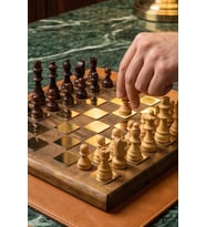 Doğal Ahşap Taşlı Lüks Satranç Takımı Klasik Dekoratif Standart Satranç Tahtası Seti 25x25 cm