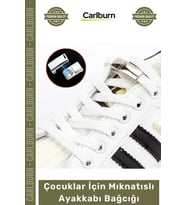 #Bağcık Beyaz Renk Klipsli Manyetik Lastikli Pratik Konforlu Çocuklar İçin Mıknatıslı Ayakkabı Bağcı