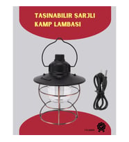 Mey İthalat® USB Şarjlı Retro LED Kamp Feneri – 4 Işık Modu, Su Geçirmez, Taşınabilir