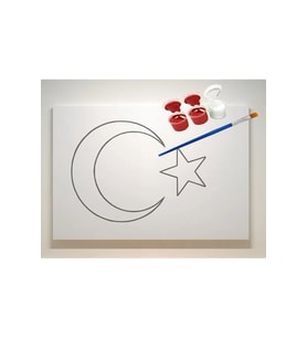 TÜRK BAYRAĞI BOYAMA SETİ- 17,5 x25 cm TUVAL + 3 BOYA + 1 FIRÇA- CUMHURİYET BAYRAMI-ZAFER BAYRAMI