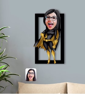 BK Gift Kişiye Özel Kadın Süper Kahraman Karikatürlü 3D Ahşap Tablo-3