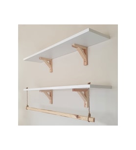 2'li Halatlı Askılı Ahşap-beyaz Dekoratif Duvar Rafı Derinlik90x 20 cm