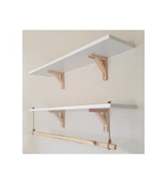 2'li Halatlı Askılı Ahşap-beyaz Dekoratif Duvar Rafı Derinlik90x 20 cm