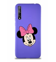Huawei P Smart S Soft Premier Kapak Minnie Mouse-C Tasarımlı Silikon Kılıf - Mor (Şeffaf)