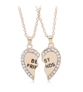 BFF Best Friend Kalpli Taşlı kolye En iyi Arkadaş kalp Yap Boz 2li Kolye