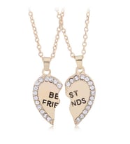 BFF Best Friend Kalpli Taşlı kolye En iyi Arkadaş kalp Yap Boz 2li Kolye