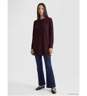 LC WAIKIKI Bordo Bisiklet Yaka Kadın Triko Tunik