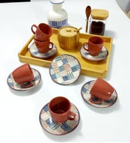 6 Kişilik Dijital Baskılı Renkli 80 ml Türk Kahvesi Fincan takımı