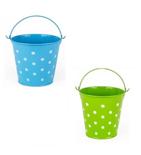 2 PCS VIP DECORATIVE GREEN BLUE PAİL 2 ADET SAPLI METAL KOVA PUANTİYELİ KOVA MAVİ KOVA YEŞİL KOVA