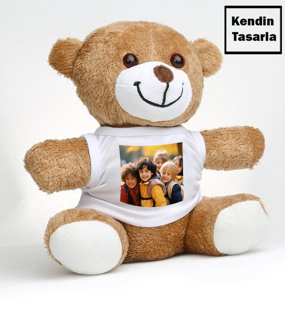 Kendin Tasarla Fotoğraflı Peluş Ayıcık (Kahverengi)
