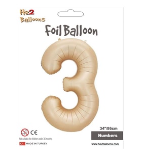 3 Rakam Karamel Folyo Balon 34"