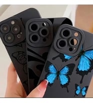 iPhone 13 Uyumlu Kelebek Desenli 3 Lü Telefon Kılıfı (Siyah)