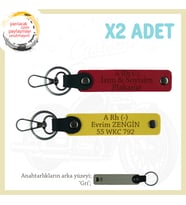 Motor Severlere Özel, İsim Plaka ve A Rh (-) Kan Grubu Yazılı x2 Anahtarlık Hediye, Kırmızı-Sarı-Gr