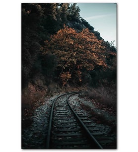 Cakatablo  Tren Rayları ve Sonbahar Renkleri MDF Tablo