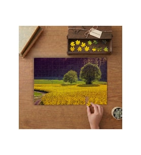 Sarı Çiçekler -Kır -Peyzaj Tasarımı 240 parça Ahşap Puzzle Ahşap Kutuda MP05291