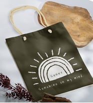 BK Gift Yaz Temalı Haki Halat Saplı Kumaş Plaj Çantası -24, Baskılı Omuz Çantası, Alışveriş Çantası, Arkadaşa Hediye, Sevgiliye Hediye