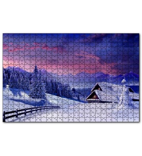 Cakapuzzle Karlar Altında Doğa ve Ev  Puzzle Yapboz MDF (Ahşap) (120 Parça)
