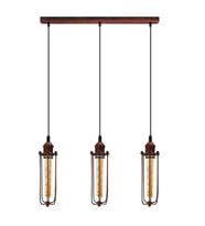 RİOLİGHT VİNTAGE,RETRO,RUSTİK BAKIR FIRÇALI PATİNE 3XE27 KAFES MASA ÜSTÜ SARKIT AVİZE UZUNLUK:60CM