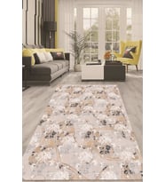 Dijital Kaymaz Taban Yıkanabilir Modern Renkli Salon Halısı Mutfak Halısı Yolluk ND-HT-252 (Krem)