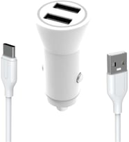 Yetty 12W 2 in 1 Araç Şarj Cihazı +1m Type-C Kablo Beyaz YC-30T (Yerli Üretim)