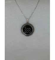 Sy Kuyumculuk Burç KOVA (AQUARIUS) YILDIZ Haritalı Mineli Kolye (Gümüş Gri)