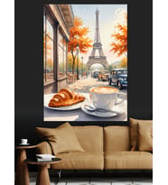 Eyfel Kulesi Kahvaltı Manzarası Dekoratif Kanvas - Mdf Ahşap Tablo