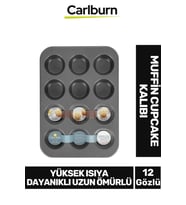 Yüksek Isıya Dayanıklı Uzun Ömürlü Yapışmaz Yıkanabilir 12 Gözlü Muffin Cupcake Kalıbı