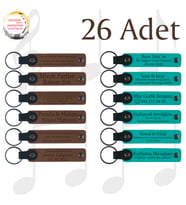 A Kahve & Koyu Turkuaz, Şirket Çalışanlarına Teşekkür Hediyesi, 26’lı Set, İsimli Anlamlı Anahtarlık