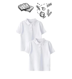 Bilge Trend 2 Adet Beyaz Kız Erkek Çocuk Polo Yaka Kısa Kollu Okul T-shirt