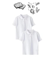 Bilge Trend 2 Adet Beyaz Kız Erkek Çocuk Polo Yaka Kısa Kollu Okul T-shirt