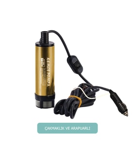 KIZILIRMAK 12 VOLT ALÜMİNYUM DALGIÇ TİPİ SIVI AKTARMA POMPASI (FİLTRE + ÇAKMAKLIK+ ARAPUAR)