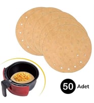 50 Adet Air Fryer Pişirme Kağıdı Tek Kullanımlık Hava Fritöz Yapışmaz Yağlı Kağıt Delikli Model (4767)