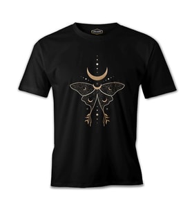 Kelebek ve Ay Siyah Erkek Tshirt