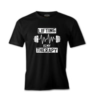 Bodybuilding Lifting Theraphy Siyah Erkek Tshirt