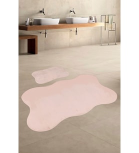 Anatolia 2'li Pudra 80x140 + 50x70 cm Büyük Ebat Banyo Paspası Seti Kaymaz Taban